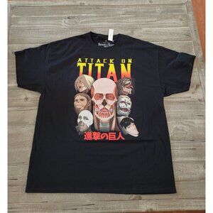 Crunchyroll Attack On Titan‎ T-shirt Men's Size 2x Black Graphic Tee Anime NWT